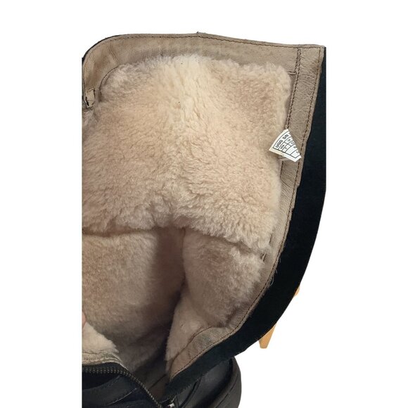 UGG Women’s ROSEN Black Leather Tall Riding Boots Zip Up Shearling- 7M - Picture 8 of 9